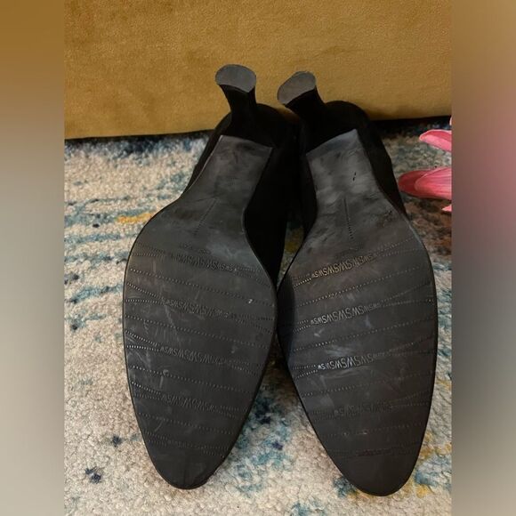 Stuart Weizman Black Stretch Suede Ankle Boots Heels 10.5M - Picture 6 of 9